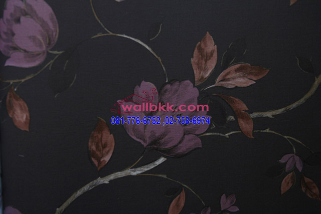 [FCL13-09] วอลเปเปอร์ติดผนังวินเทจ ดอกไม้พื้นดำ
