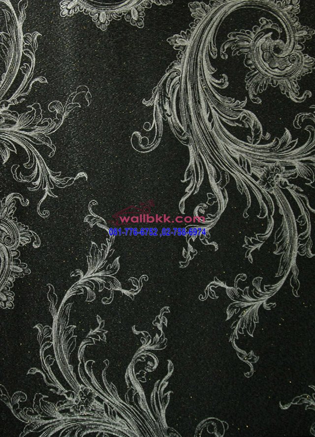 [PVG98-56] วอลเปเปอร์ลายหลุยส์สีขาวดำ ผลิตจากไวนิล