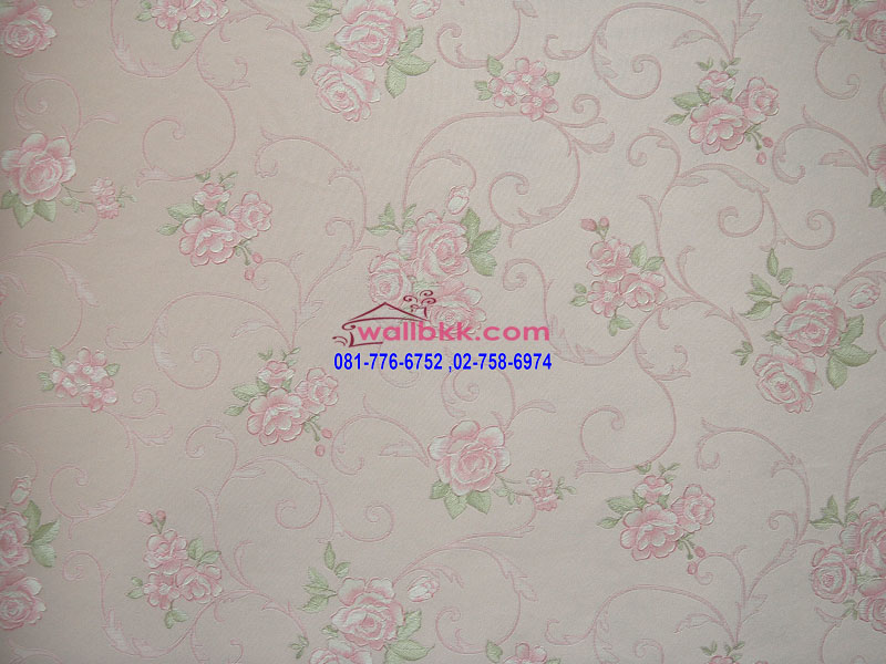 SVS12-35-wallpaper-ลายวินเทจ-เถาวัลย์ดอกไม้สีชมพู