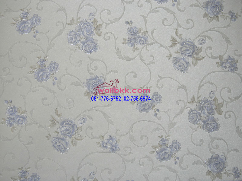 SVS12-37-wallpaper-ลายวินเทจ-เถาวัลย์ดอกไม้สีม่วงอมฟ้า